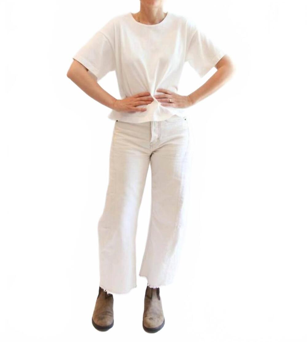 NEW BRYN WALKER crew neck short sleeve crop tee in cream